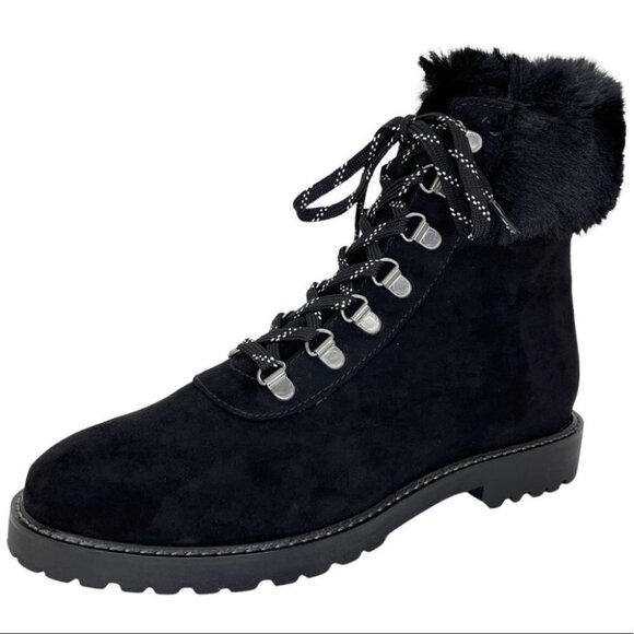 Kenneth Cole Reaction Shoes - Kenneth Cole Reaction Trail Boot Black Faux Suede Faux Trim Womens Ankle Boots